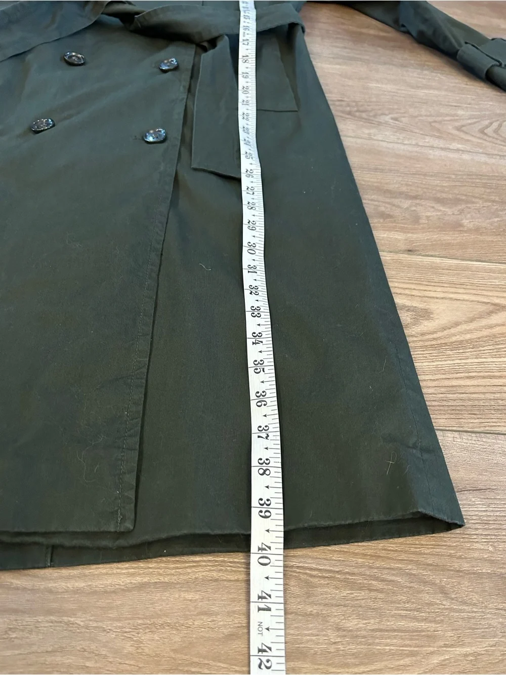 Banana Republic Olive Trench Coat Dress Belted Double Breasted XXS Petite - Picture 5 of 8